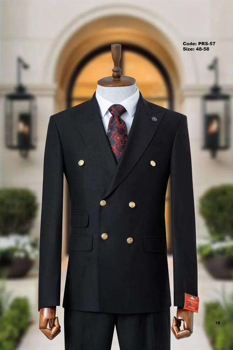 Double-Breasted Peak Lapel Suit with Gold Buttons – view 8