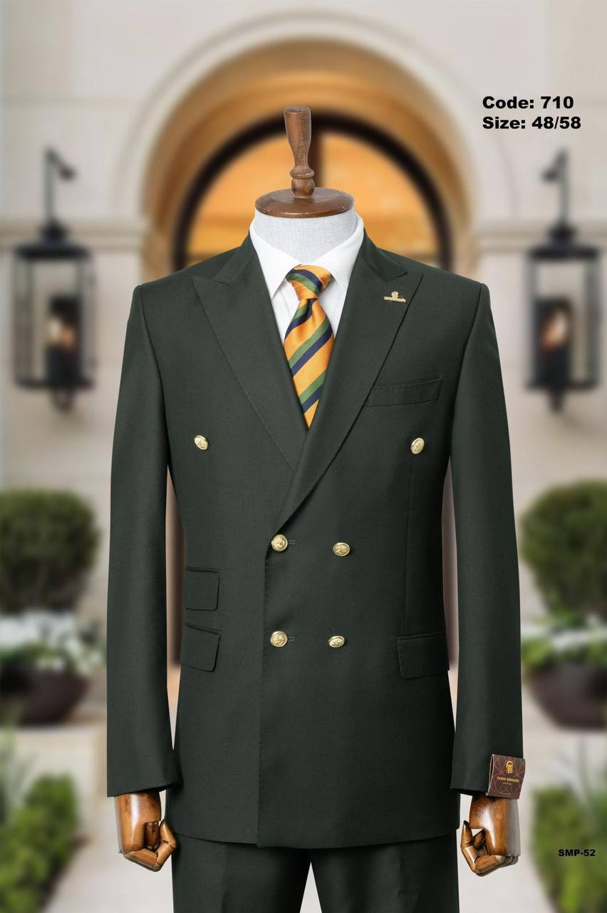 Double-Breasted Peak Lapel Suit with Gold Buttons thumbnail