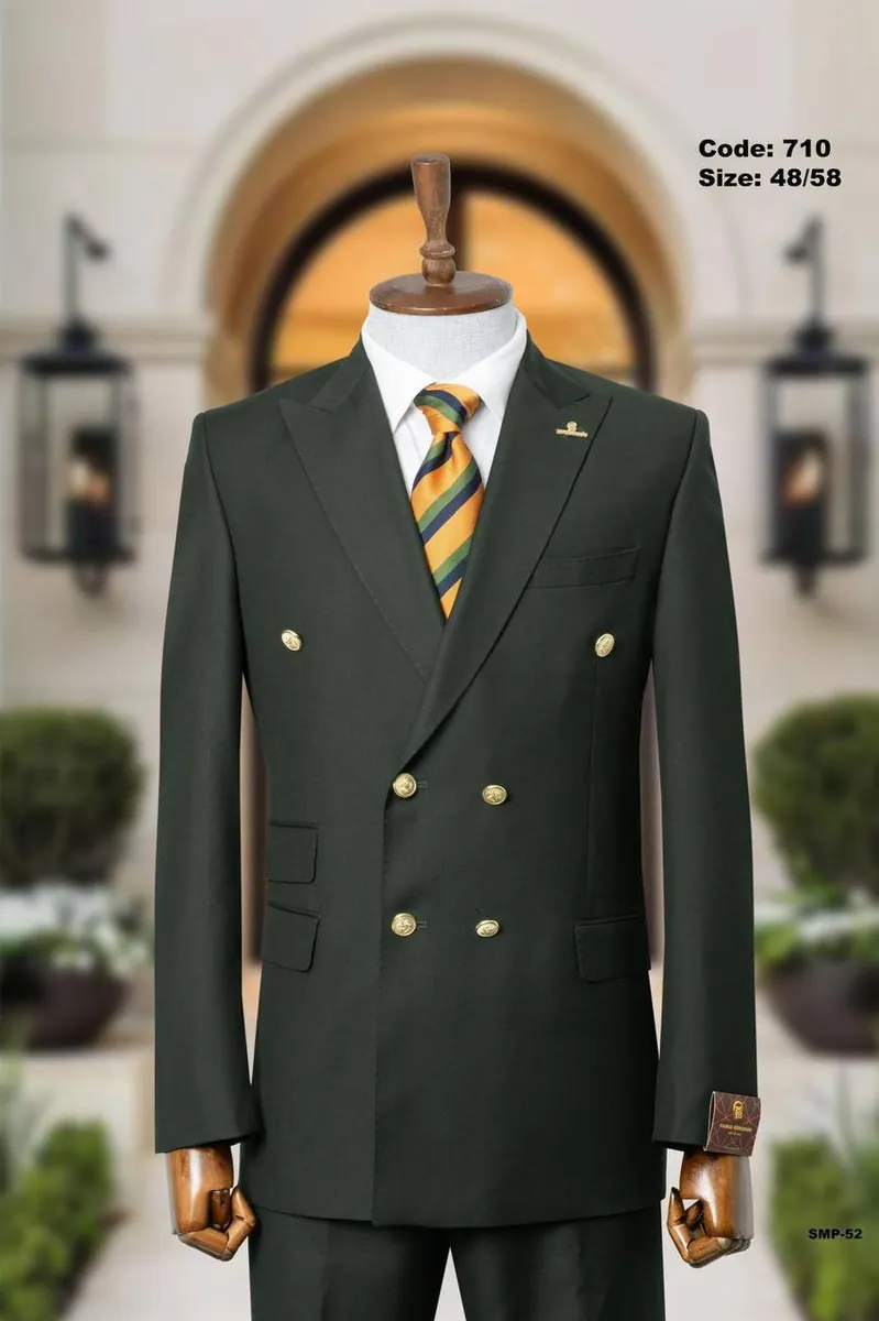 Double-Breasted Peak Lapel Suit with Gold Buttons – view 11