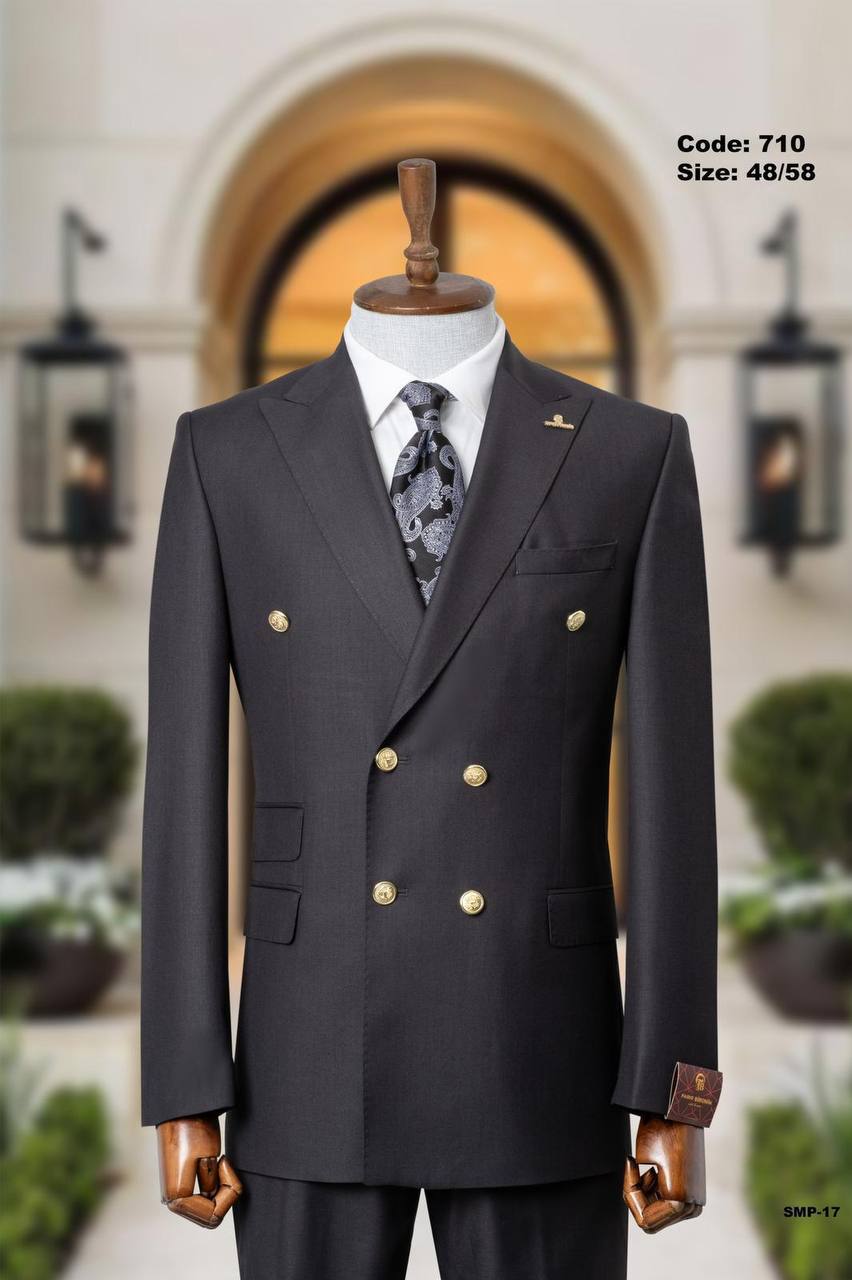 Double-Breasted Peak Lapel Suit with Gold Buttons thumbnail