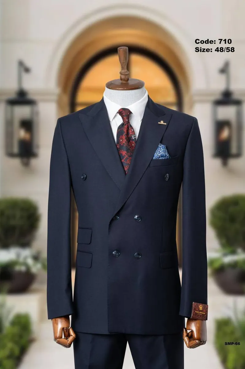 Double-Breasted Peak Lapel Suit with Gold Buttons – view 13