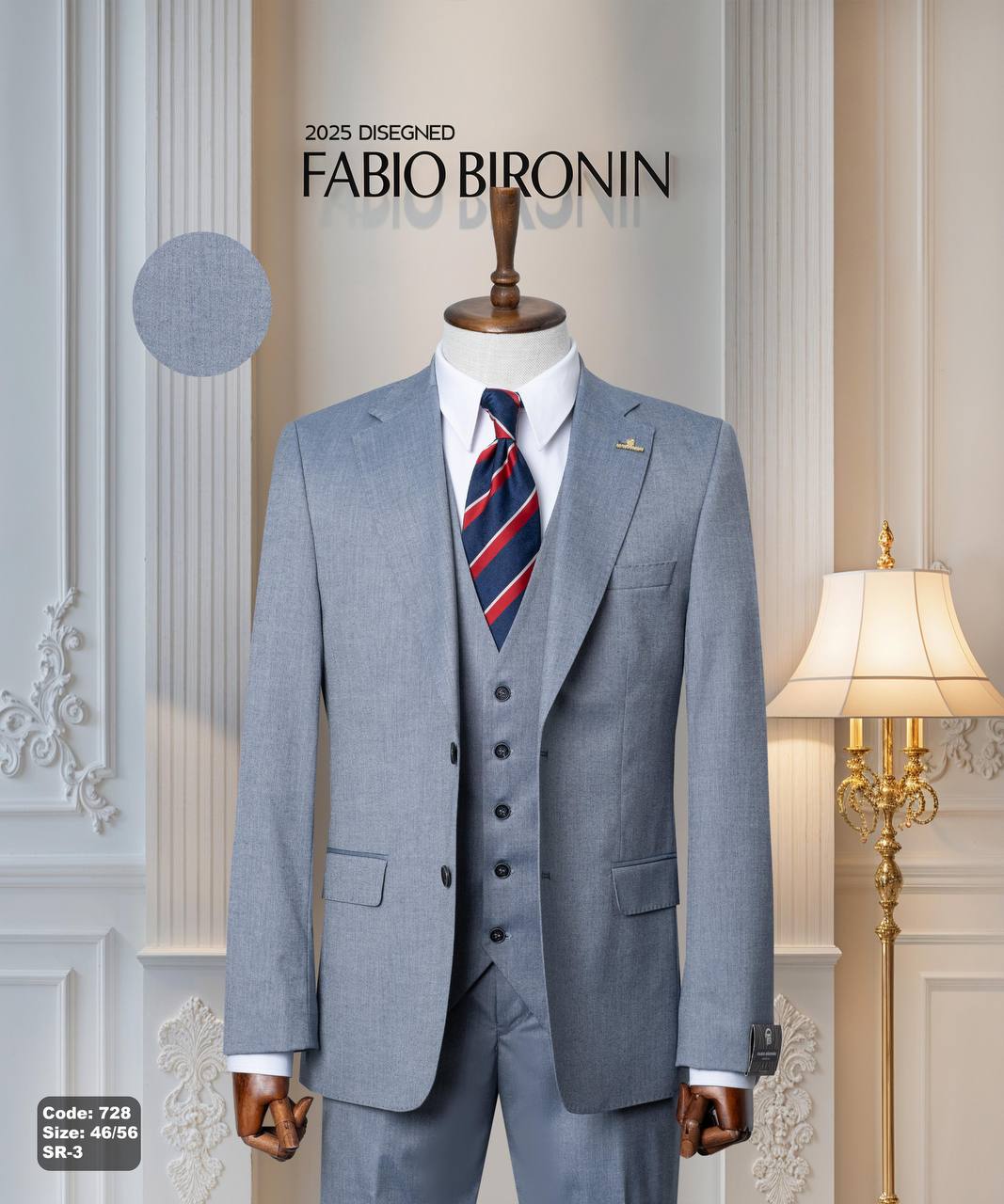 Three Piece Slim Fit Business Men's Suit with Vest