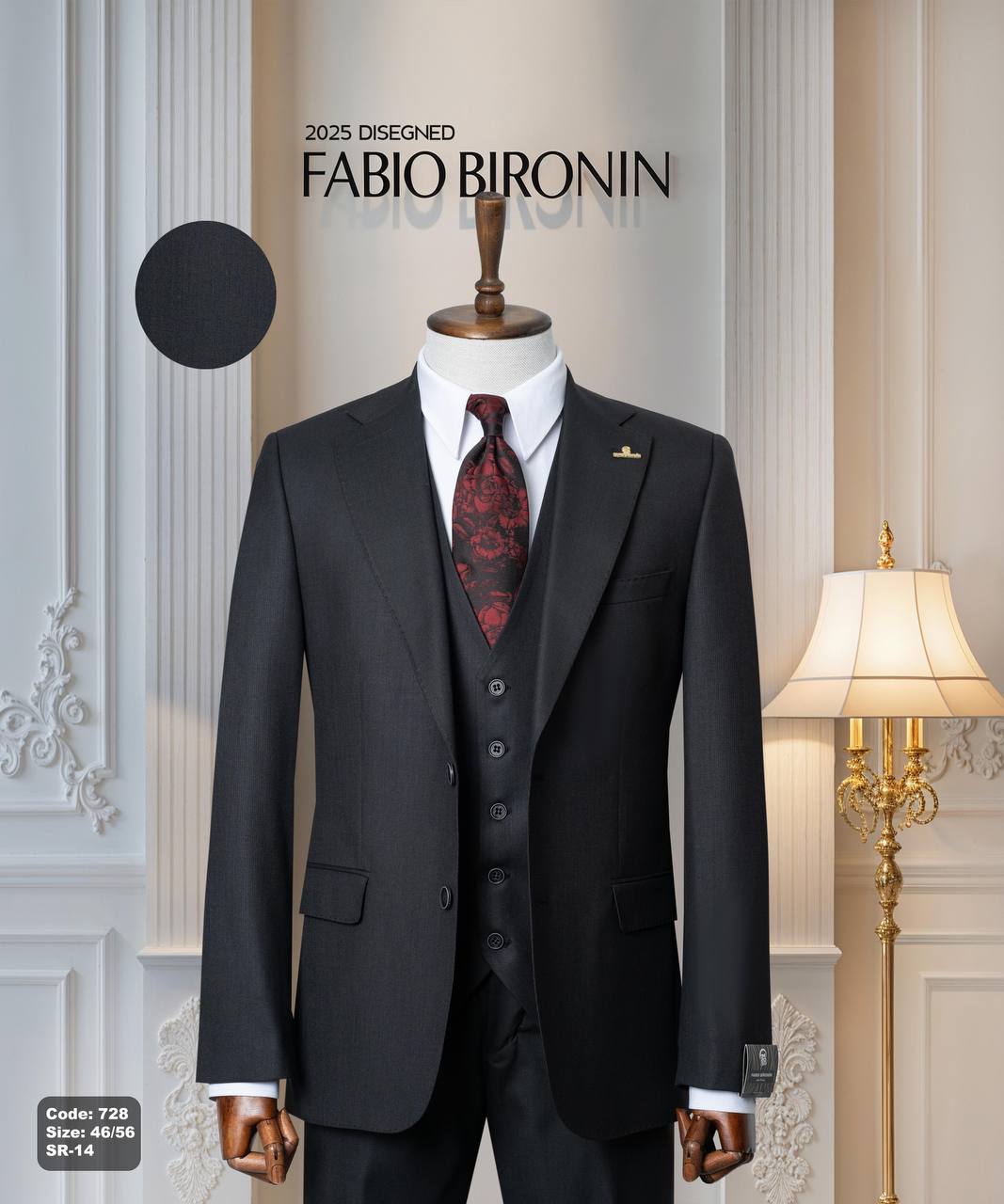 Three Piece Slim Fit Business Men's Suit with Vest thumbnail
