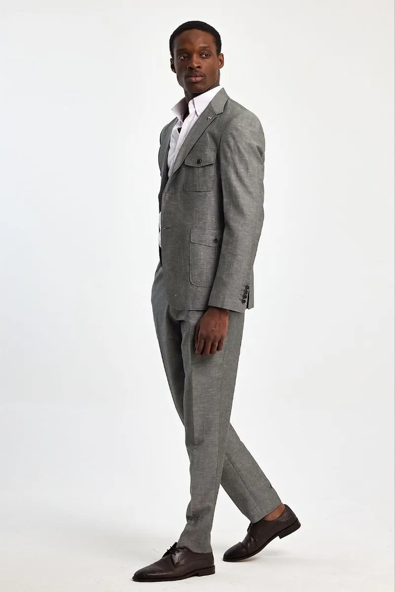 Grey Linen Two-Piece Men's Summer Suit – Grey Two Piece Suit by Mark Morente