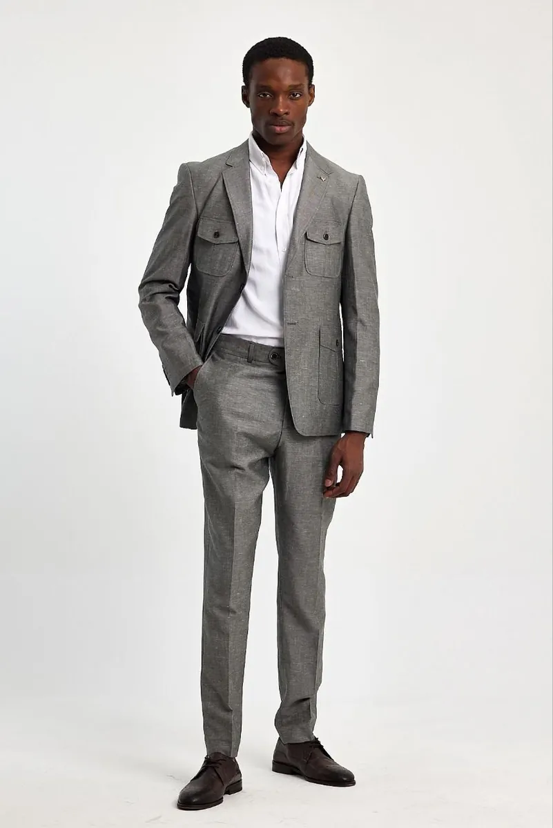 Grey Linen Two-Piece Men's Summer Suit – view 2