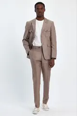 Camel Linen Two-Piece Men's Summer Suit – view 1