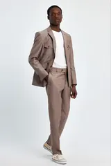 Camel Linen Two-Piece Men's Summer Suit – view 2