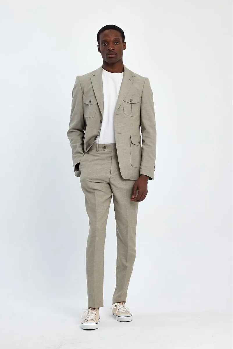 Sand Beige Linen Two-Piece Men's Summer Suit – Sand Beige Two Piece Suit by Mark Morente