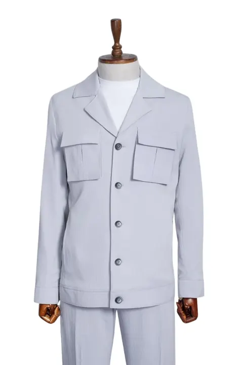 Pale Grey Men's Overshirt Suit, wholesale overshirt suit by Mark Morente
