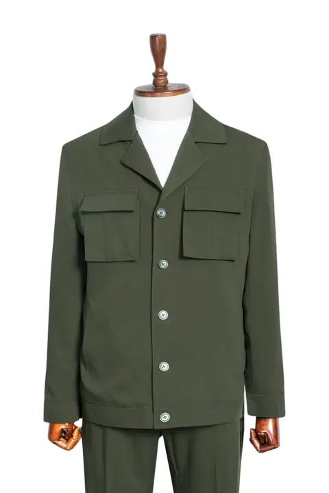 Olive Green Men's Overshirt Suit, wholesale overshirt suit by Mark Morente