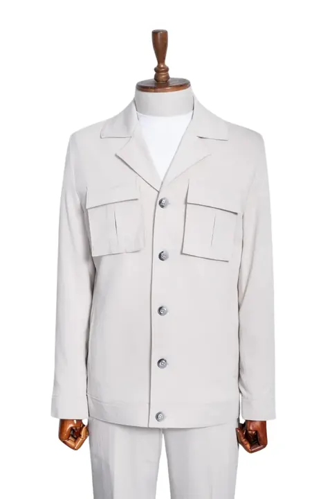 Stone Men's Overshirt Suit, overshirt suit by Mark Morente, front view