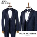 Navy Blue Paisley Jacquard Shawl Lapel Men's Tuxedo – view 1