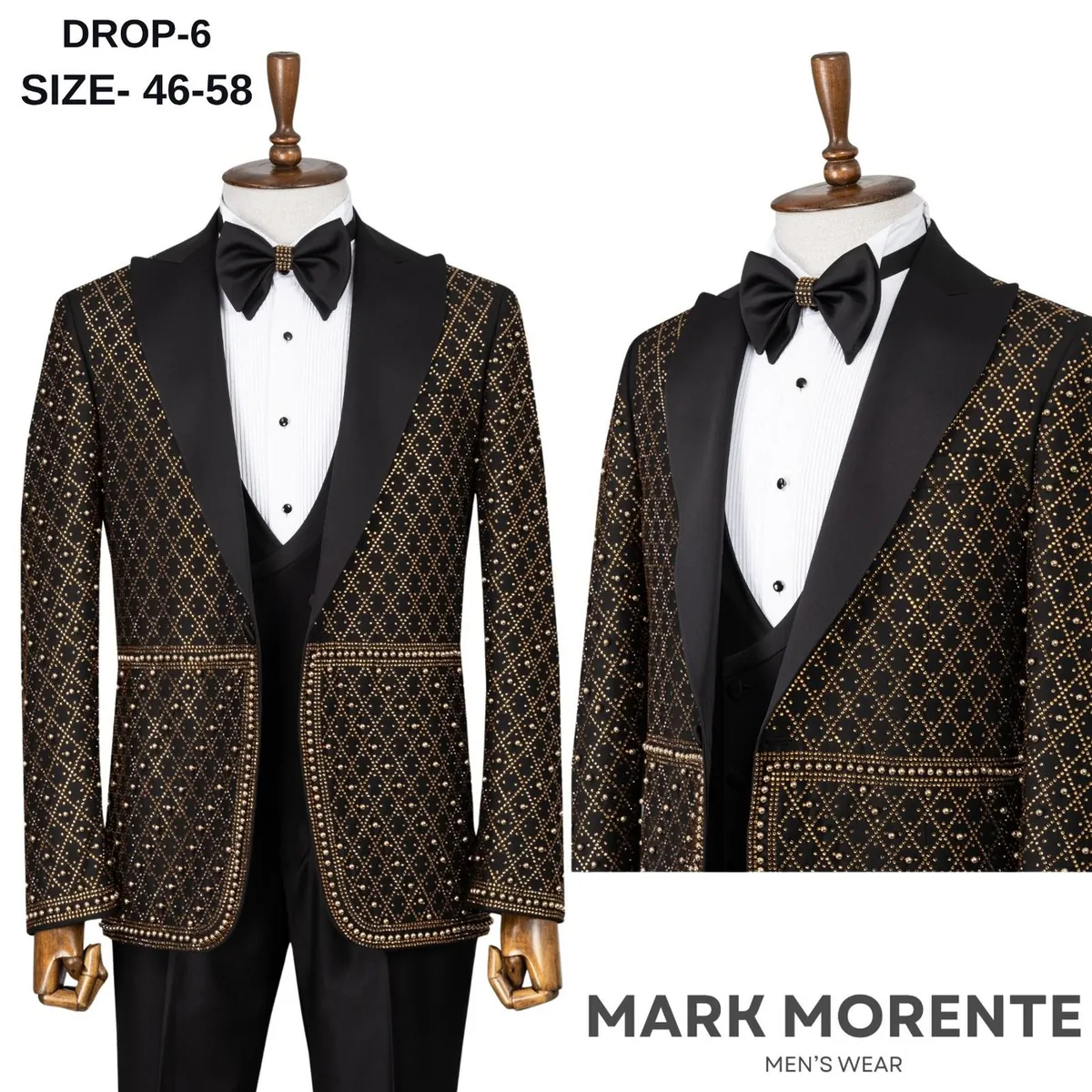 Bronze Diamond Jacquard Shawl Lapel Men's Tuxedo – Bronze Tuxedo by Mark Morente
