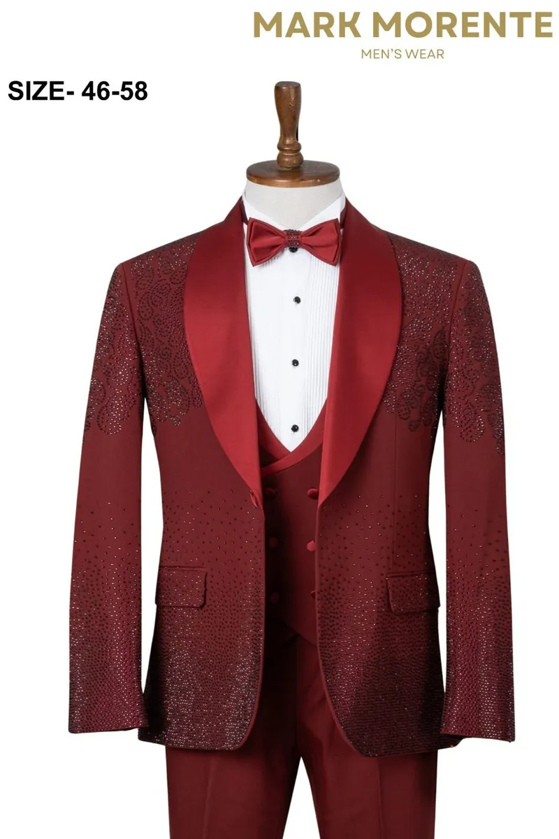 Burgundy Shawl Lapel Men's Tuxedo – Burgundy Tuxedo by Mark Morente
