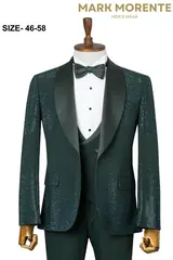 Forest Green Jacquard Shawl Lapel Men's Tuxedo – view 1
