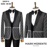 Black Silver Dotted Shawl Lapel Men's Tuxedo – view 1