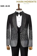 Champagne Gold Glitter Jacquard Shawl Lapel Men's Tuxedo – view 1