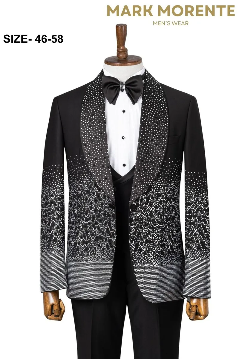 Champagne Gold Glitter Jacquard Shawl Lapel Men's Tuxedo – Champagne Gold Tuxedo by Mark Morente