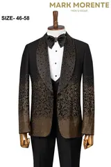 Black Gold Floral Shawl Lapel Men's Tuxedo – view 1
