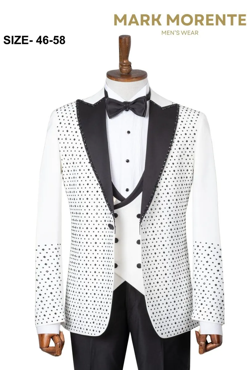 Silver Dotted Shawl Lapel Men's Tuxedo – Silver Tuxedo by Mark Morente