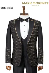 Black Jacquard Shawl Lapel Men's Tuxedo – view 1