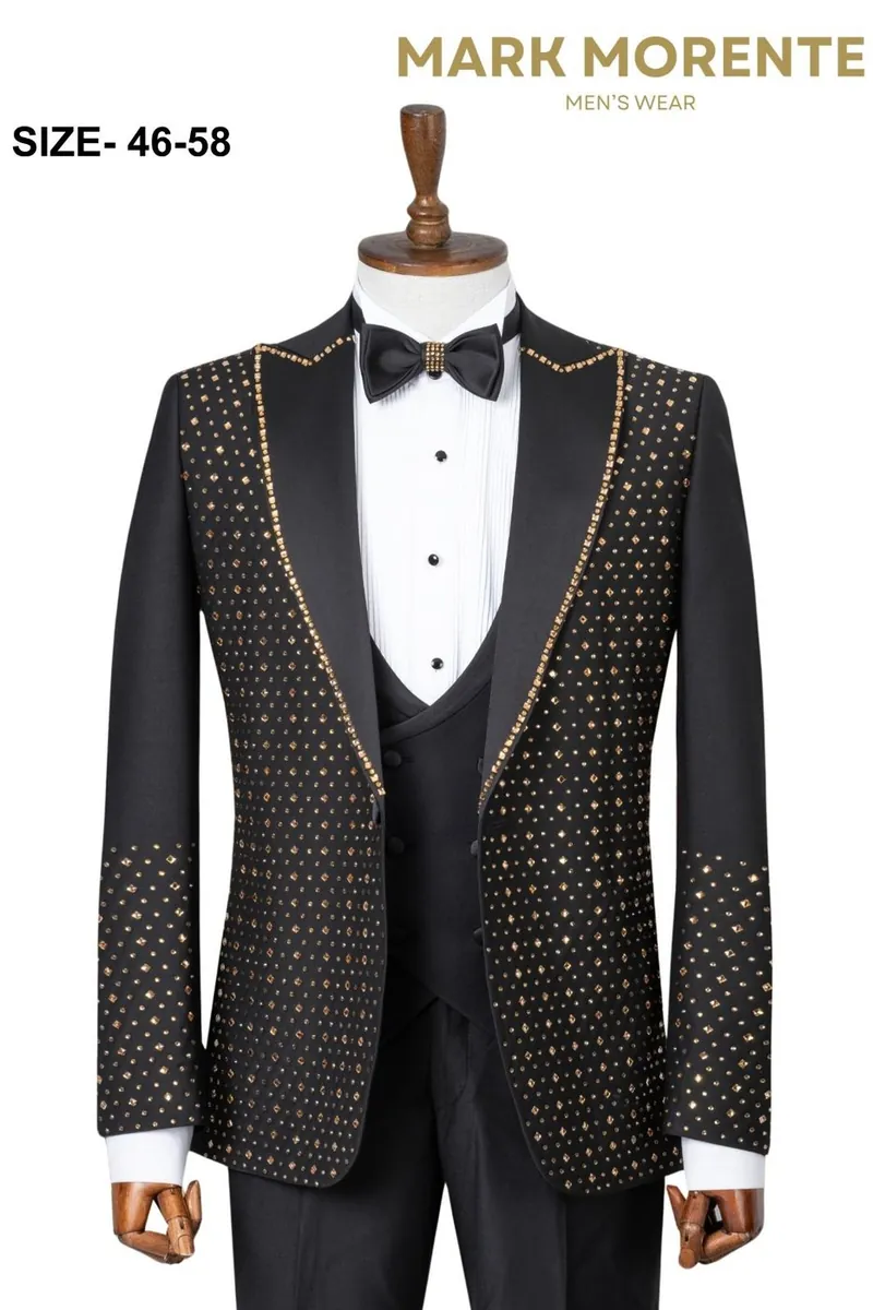 Black Jacquard Shawl Lapel Men's Tuxedo – Black Tuxedo by Mark Morente