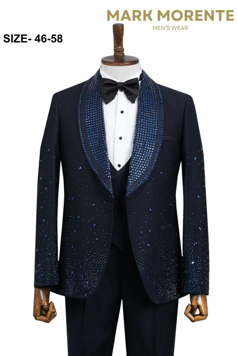 Navy Blue Shawl Lapel Men's Tuxedo – Navy Blue Tuxedo by Mark Morente