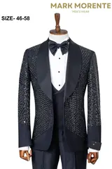 Silver Glitter Shawl Lapel Men's Tuxedo – view 1