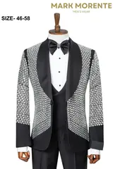 Silver Sequin Shawl Lapel Men's Tuxedo – view 1