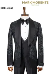 Black Jacquard Shawl Lapel Men's Tuxedo – view 1
