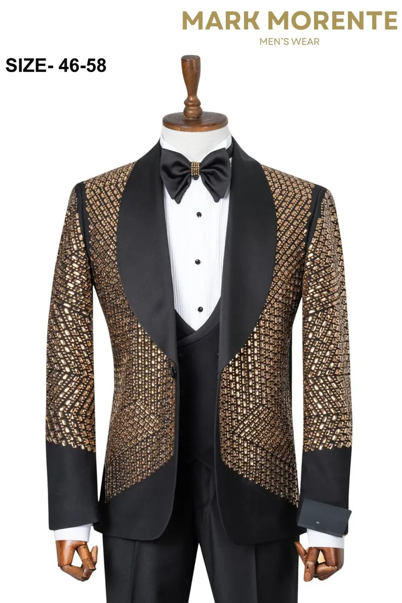 Bronze Jacquard Shawl Lapel Men's Tuxedo – Bronze Tuxedo by Mark Morente