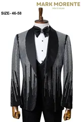 Silver Sequin Shawl Lapel Men's Tuxedo – view 1