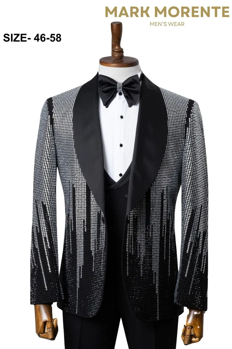 Silver Sequin Shawl Lapel Men's Tuxedo – Silver Tuxedo by Mark Morente
