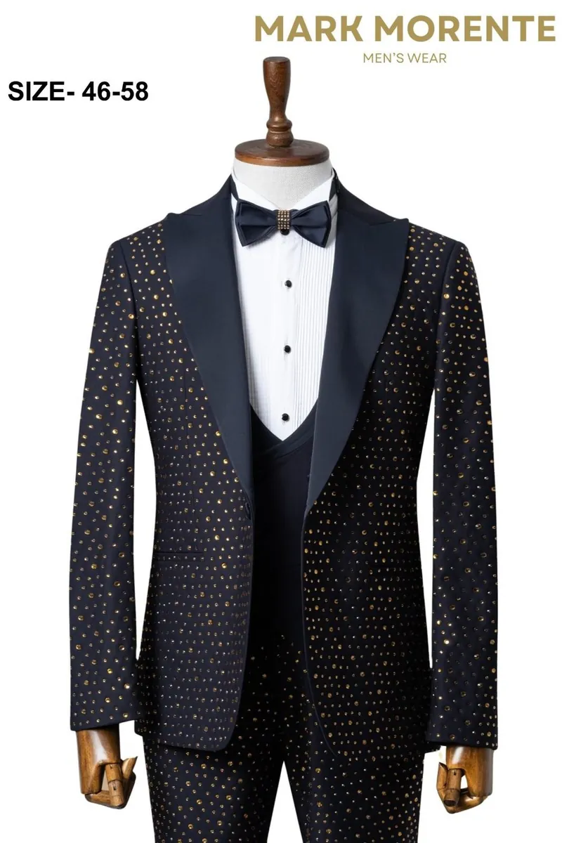 Black Jacquard Shawl Lapel Men's Tuxedo – Black Tuxedo by Mark Morente