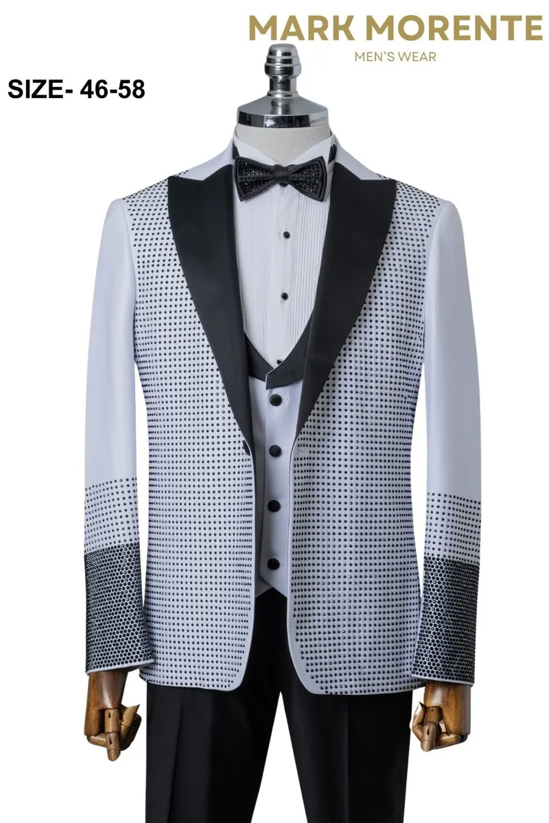 Silver Colour Block Shawl Lapel Men's Tuxedo – Silver Tuxedo by Mark Morente
