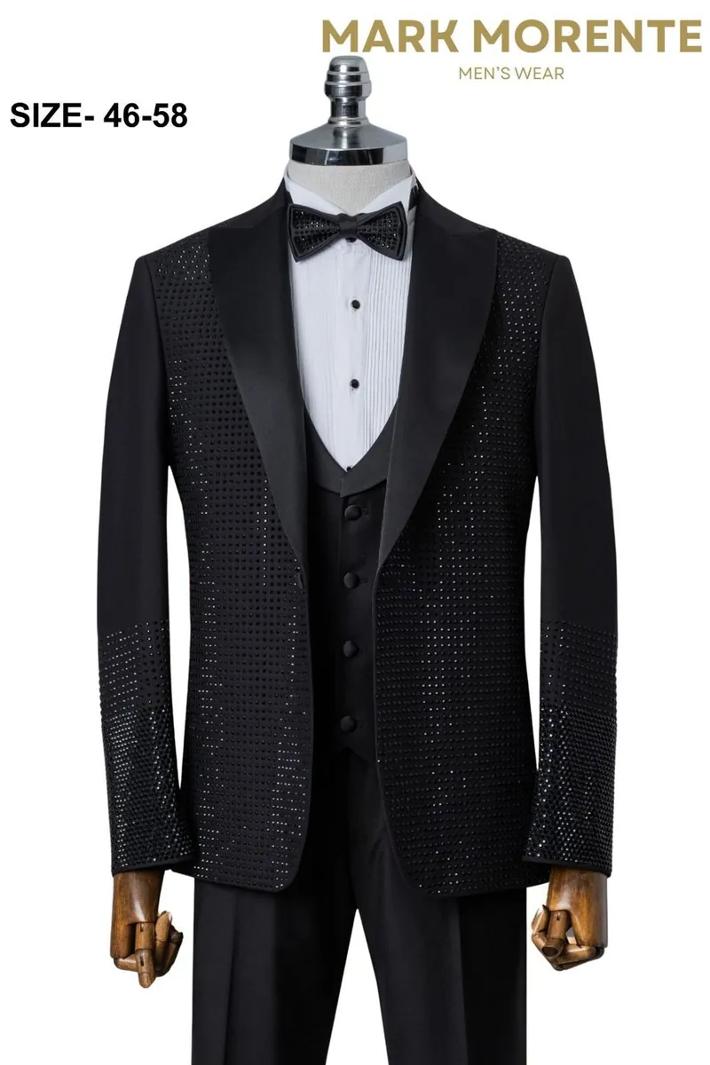 Black Sparkle Shawl Lapel Men's Tuxedo – Black Tuxedo by Mark Morente