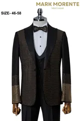 Bronze Colour Block Jacquard Shawl Lapel Men's Tuxedo – view 1