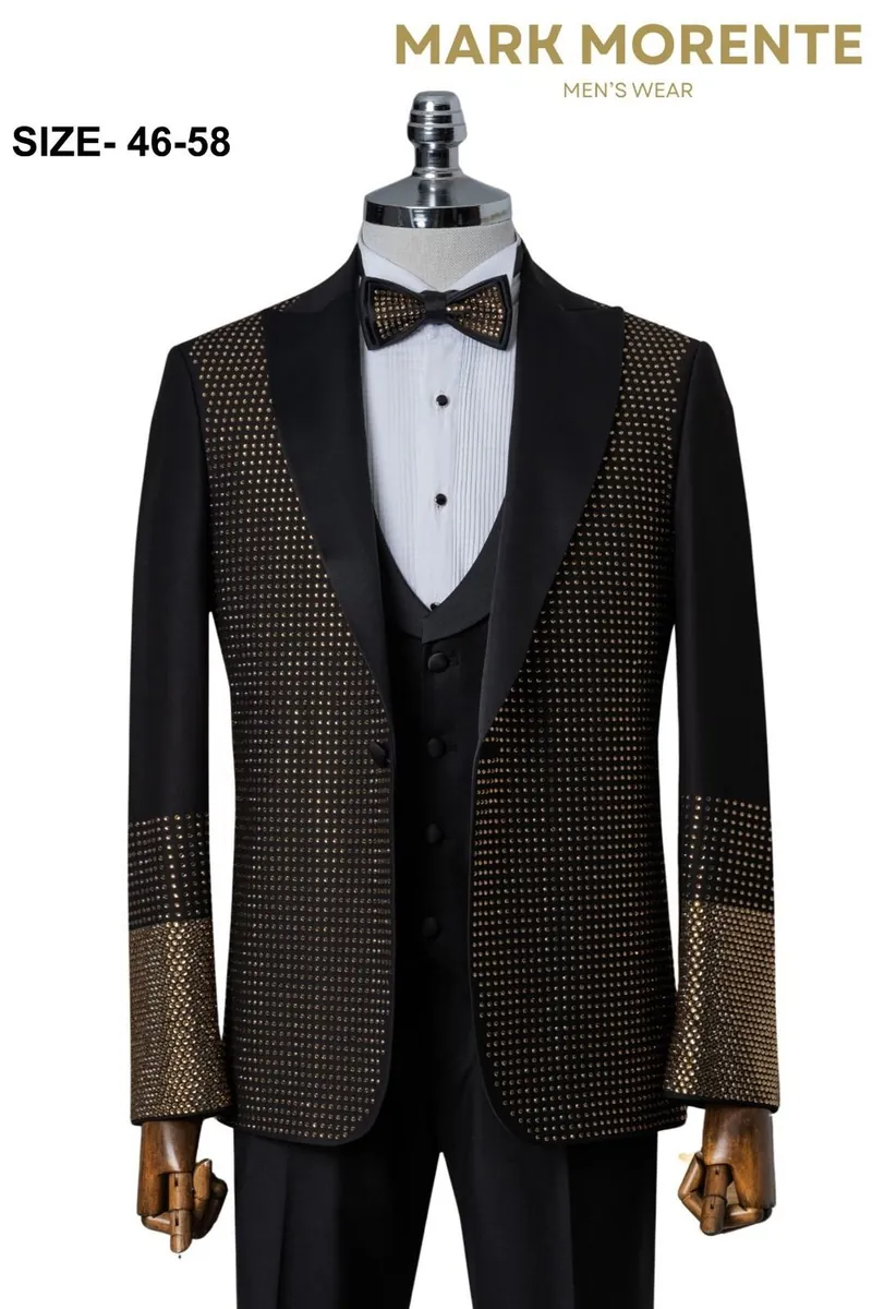 Bronze Colour Block Jacquard Shawl Lapel Men's Tuxedo – Bronze Tuxedo by Mark Morente