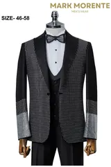 Charcoal Colour Block Shawl Lapel Men's Tuxedo – view 1