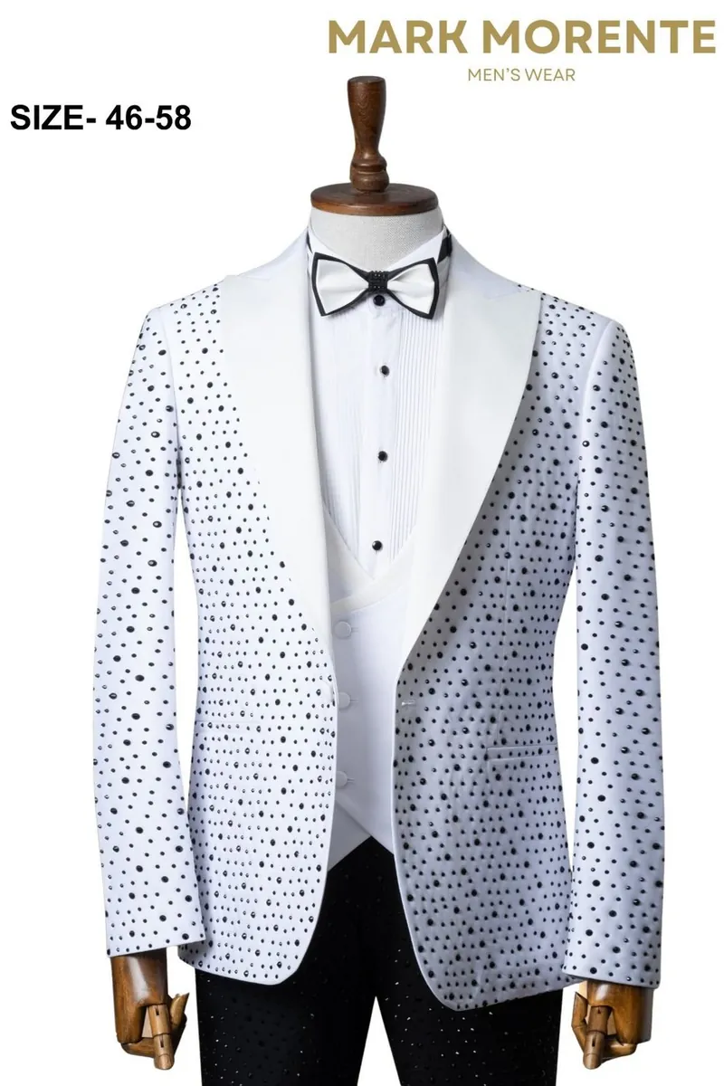 Ivory Rhinestone Shawl Lapel Men's Dinner Jacket – Ivory Dinner Jacket by Mark Morente