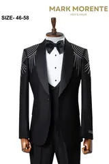 Black Silver Shoulder Detail Shawl Lapel Men's Tuxedo – view 1