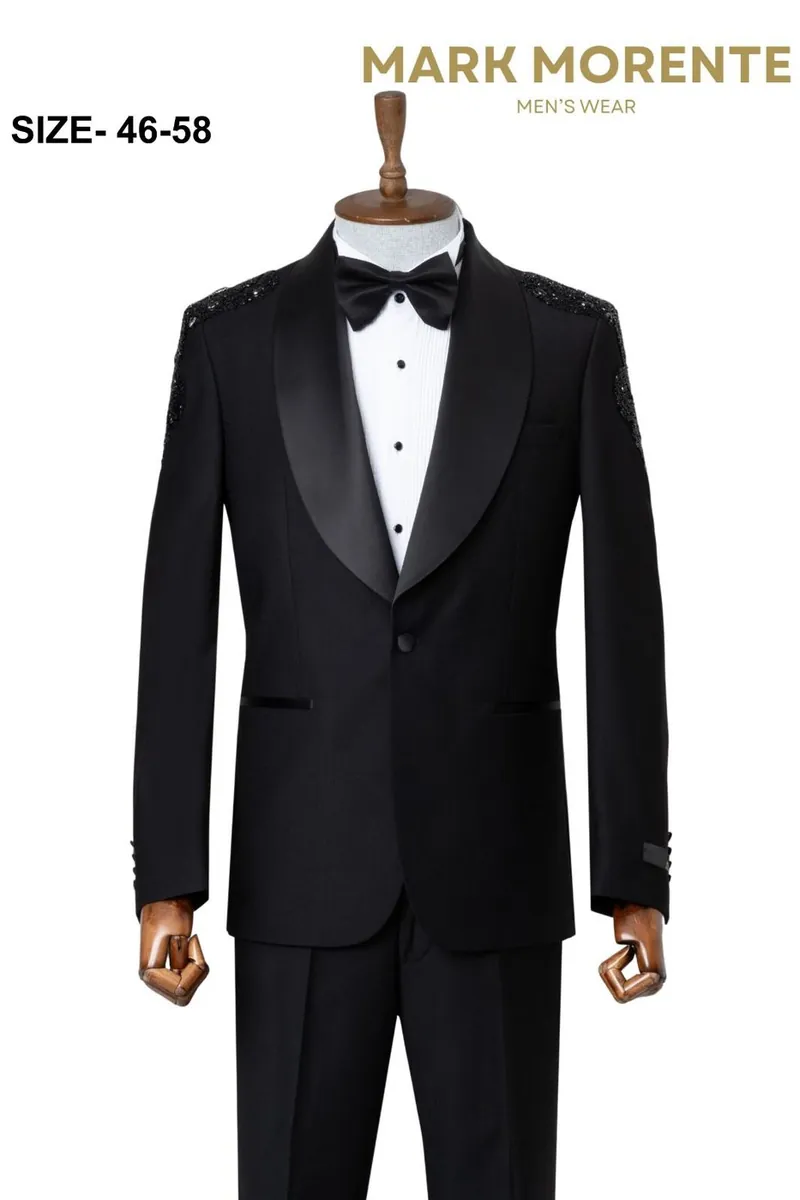 Black Shawl Lapel Men's Tuxedo – Black Tuxedo by Mark Morente