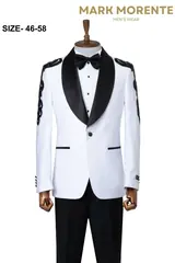 White Embellished Shoulder Shawl Lapel Men's Dinner Jacket – view 1