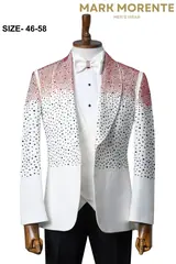 White Red Rhinestone Ombre Shawl Lapel Men's Tuxedo – view 1